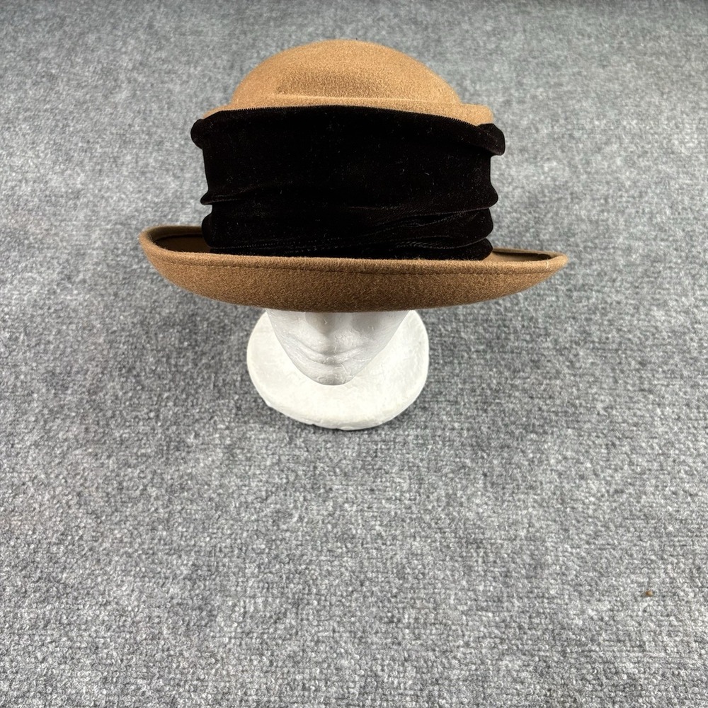 Vintage Y2K Galliano Sorbatti Brown Wool Hat Made In Italy Velvet Band‎ Fur Trim